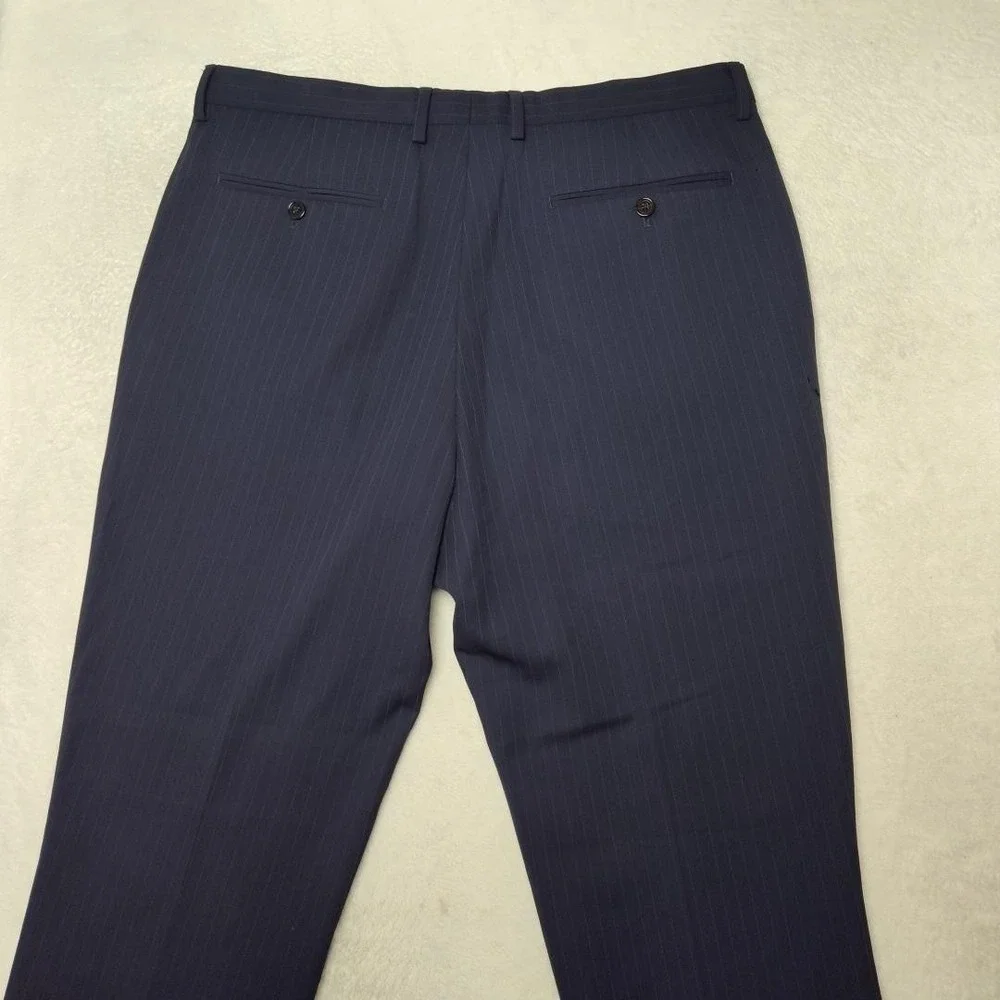 Banana Republic Pants Men 34x32 Blue Striped Marzotto 130s Wool Dress Slack HOLE